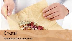  Presentation with herbal - Beautiful slide deck featuring doctor wrapping chinese traditional herbal backdrop and a coral colored foreground