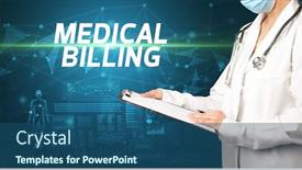 Presentation with medical billing - PPT theme having doctor-writes-notes background and a ocean colored foreground