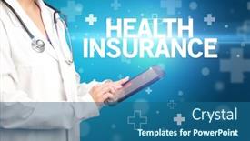  Presentation with health insurance concept - Cool new presentation theme with doctor-writes-notes backdrop and a ocean colored foreground