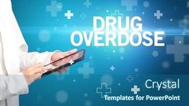  Presentation with drug overdose concept - Audience pleasing PPT theme consisting of doctor-writes-notes backdrop and a ocean colored foreground