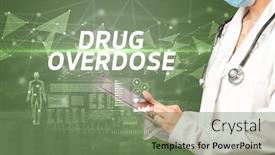  Presentation with drug overdose concept - Presentation design with doctor-writes-notes background and a seafoam green colored foreground