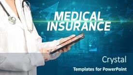  Presentation with medical clipboard - Audience pleasing PPT theme consisting of doctor-writes-notes backdrop and a ocean colored foreground
