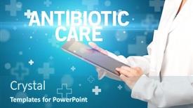  Presentation with antibiotic - Presentation design featuring doctor-writes-notes background and a ocean colored foreground