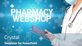  Presentation with webshop - Colorful presentation theme enhanced with doctor-writes-notes backdrop and a teal colored foreground