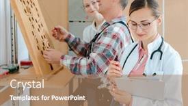  Presentation with occupational therapy - Audience pleasing PPT layouts consisting of doctor-writing-down-results backdrop and a coral colored foreground