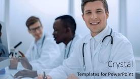  Presentation with journal - Audience pleasing PPT layouts consisting of doctor-writing-down-the-data backdrop and a light blue colored foreground