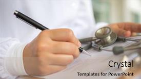  Presentation with capsules pills pill doctor prescription - Presentation theme featuring doctor writing on prescription background and a  colored foreground