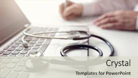  Presentation with writing notes - Slide set featuring doctor writing patient notes background and a lemonade colored foreground