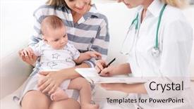  Presentation with mom baby - Slides consisting of doctor writing something in notebook background and a coral colored foreground