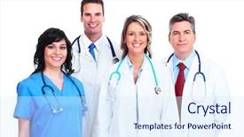  Presentation with medical - Beautiful presentation design featuring doctoral education - medical doctors group isolated backdrop and a sky blue colored foreground