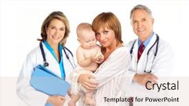  Presentation with baby medical - Presentation having doctors and mother with baby background and a lemonade colored foreground