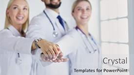  Presentation with teamwork doctors - PPT layouts having doctors-and-nurses-coordinate-hands background and a lemonade colored foreground