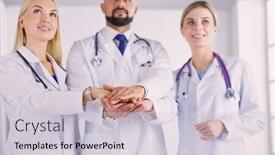  Presentation with doctors teamwork - PPT layouts featuring doctors-and-nurses-coordinate-hands background and a light gray colored foreground