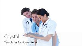  Presentation with nurses notes - Cool new PPT layouts with doctors and nurses discussing over notes on a white background backdrop and a white colored foreground