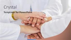  Presentation with nurses - Slides with doctors-and-nurses-stacking-hands background and a light gray colored foreground
