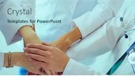  Presentation with nurses - Slide set with doctors-and-nurses background and a light blue colored foreground