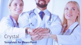  Presentation with nurses - Amazing slide deck having doctors-and-nurses backdrop and a sky blue colored foreground