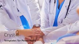  Presentation with nurses - PPT theme having doctors-and-nurses background and a coral colored foreground