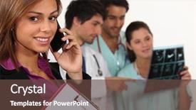  Presentation with nurses - Colorful slide set enhanced with doctors and nurses backdrop and a tawny brown colored foreground