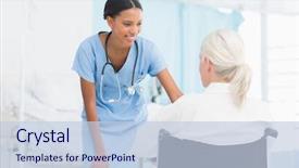  Presentation with wheelchair - Beautiful presentation theme featuring doctors and patient in wheelchair backdrop and a lemonade colored foreground