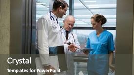  Presentation with digital hospital - Presentation theme having coffee laboratory - doctors and surgeon using digital background and a dark gray colored foreground