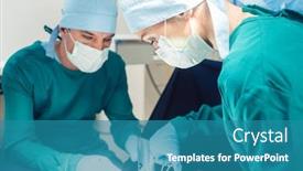 Presentation with moving patient to hospital bed - Cool new theme with doctors and surgeons operating patient in hospital with full concentration backdrop and a teal colored foreground