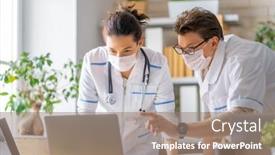  Presentation with people talking - Theme with doctors-are-talking-people background and a coral colored foreground