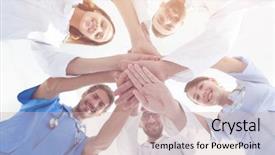  Presentation with labor and delivery medical team - Cool new theme with doctors at the medical center backdrop and a soft green colored foreground