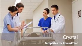  Presentation with reanimation - Slides featuring doctors carrying unconscious woman patient background and a coral colored foreground