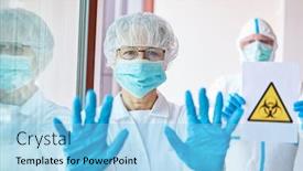  Presentation with covid coronavirus - Audience pleasing theme consisting of doctors-close-crowded-clinic-over backdrop and a light blue colored foreground