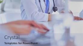  Presentation with consulting - PPT theme having doctors-consulting-with-each background and a  colored foreground