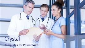  Presentation with quarter - Amazing presentation theme having doctors discussing medical report backdrop and a  colored foreground