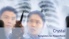  Presentation with human body - Colorful presentation design enhanced with doctors discussing over x-ray backdrop and a sky blue colored foreground