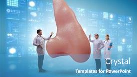  Presentation with plastic surgery - Colorful slide set enhanced with doctors-doing-plastic-nose-surgery backdrop and a teal colored foreground