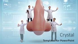  Presentation with plastic surgery - Beautiful PPT layouts featuring doctors-doing-plastic-nose-surgery backdrop and a light blue colored foreground