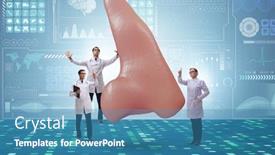  Presentation with plastic surgery - Beautiful slide deck featuring doctors-doing-plastic-nose-surgery backdrop and a teal colored foreground