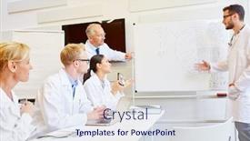  Presentation with pharmaceutical - Colorful presentation theme enhanced with doctors-during-a-training-session backdrop and a sky blue colored foreground