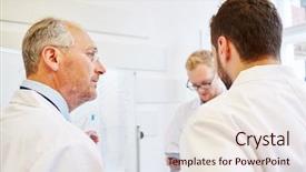  Presentation with medical training - PPT theme having doctors during training as medical background and a sky blue colored foreground