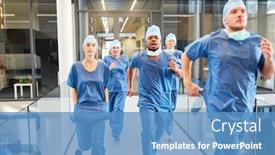  Presentation with emergency department - Slides featuring doctors-emergency-team-quickly-runs background and a teal colored foreground