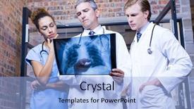  Presentation with metabolic doctor examining - Audience pleasing presentation theme consisting of doctors examining a x report backdrop and a  colored foreground