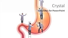  Presentation with child stomach medical - PPT layouts featuring doctors-examining-stomach-in-medical background and a white colored foreground