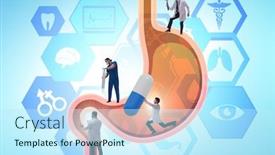  Presentation with medical concept - Amazing theme having doctors-examining-stomach-in-medical backdrop and a cool aqua colored foreground