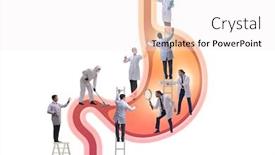  Presentation with child stomach medical - Colorful PPT theme enhanced with doctors-examining-stomach-in-medical backdrop and a white colored foreground