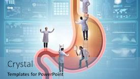  Presentation with child stomach medical - Slides having doctors-examining-stomach-in-medical background and a light blue colored foreground