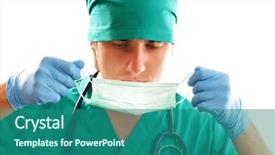 Presentation with surgical - Theme featuring rubber gloves doctor pulls - doctor pulling on surgical mask background and a ocean colored foreground