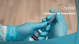  Presentation with vaccine - Presentation enhanced with doctors-hands-filling-syringe background and a coral colored foreground