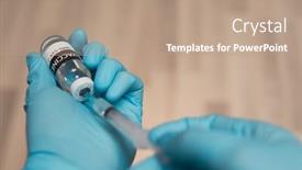  Presentation with vaccine - PPT layouts featuring doctors-hands-filling-syringe background and a coral colored foreground