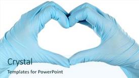  Presentation with hands heart - Beautiful PPT theme featuring doctor's hands making heart backdrop and a sky blue colored foreground