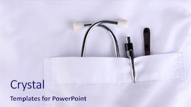  Presentation with equipment - Colorful slides enhanced with doctors helping others - doctor pocket with pen stethoscope backdrop and a  colored foreground