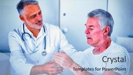  Presentation with hospital - Beautiful PPT theme featuring doctors helping others - male doctor and senior man backdrop and a light blue colored foreground